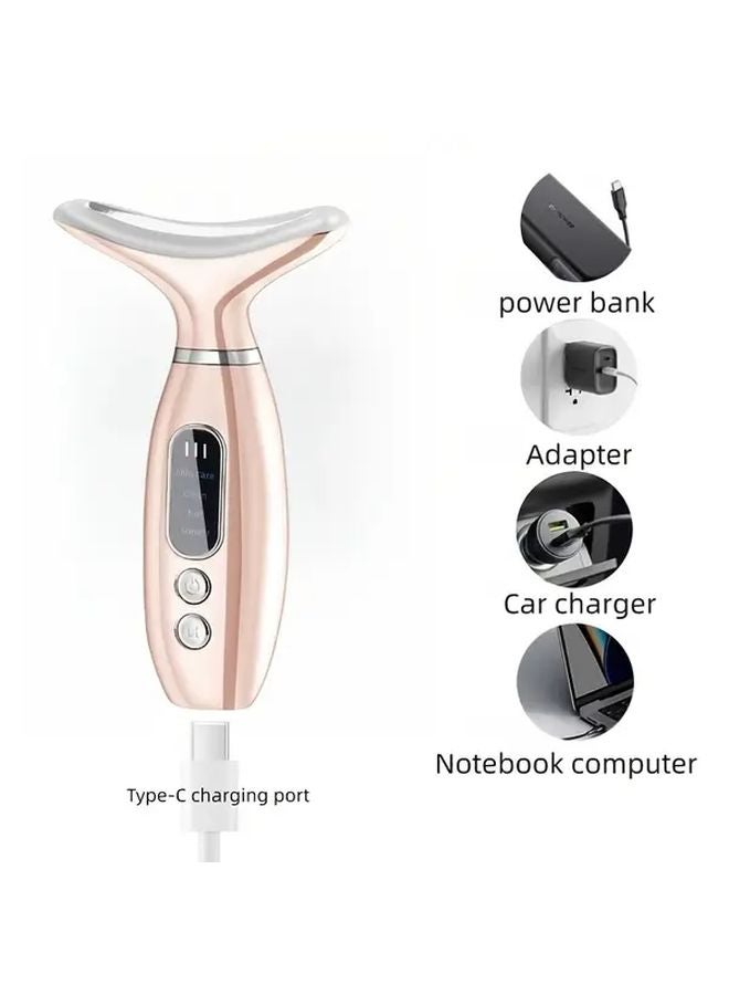 Golden Facial Neck Massager with Hot Compress Vibration Beauty Device for Women - Image 3